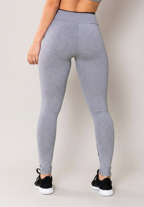 Calça Legging Energy Mescla Com Tela E Recorte Preto Dlk