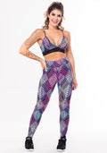 Conjunto Fitness Match Poliamida Estampada Setas Coloridas (top+calça) Dlk