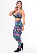 Conjunto Fitness Match Poliamida Estampada Zig Zag Colorido (top+calça) Dlk