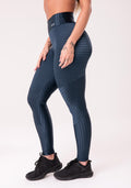Calça Legging Happiness Com Recortes Texturizada Azul Marinho Dlk