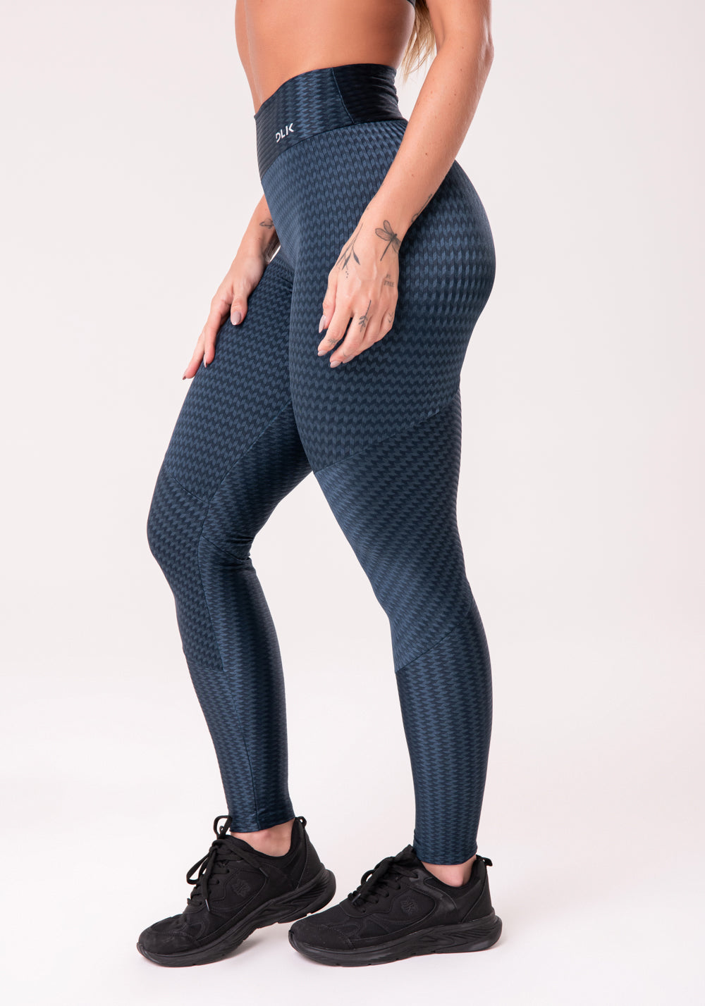 Calça Legging Happiness Com Recortes Texturizada Azul Marinho Dlk