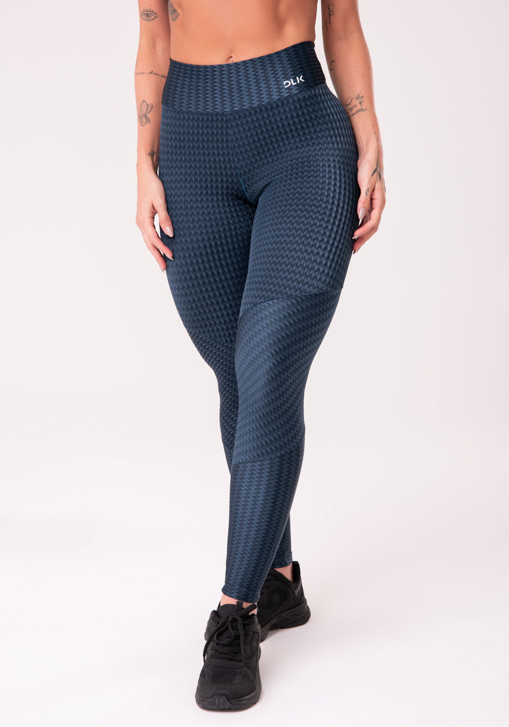 Calça Legging Happiness Com Recortes Texturizada Azul Marinho Dlk