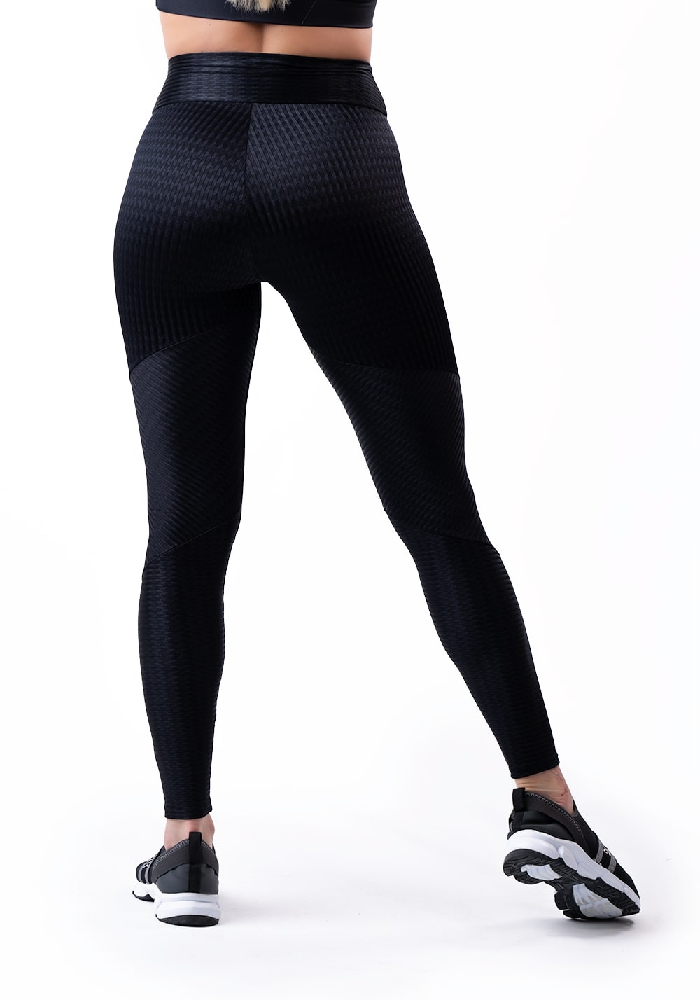 Calça Legging Happiness Com Recortes Texturizada Preta Dlk