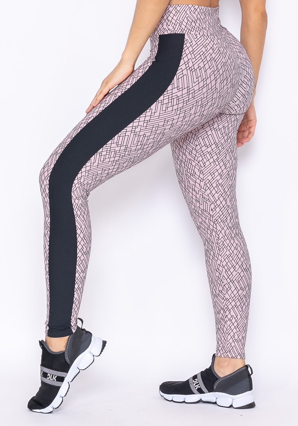 Calça Legging Technology Nude Com Detalhe Lateral Preto