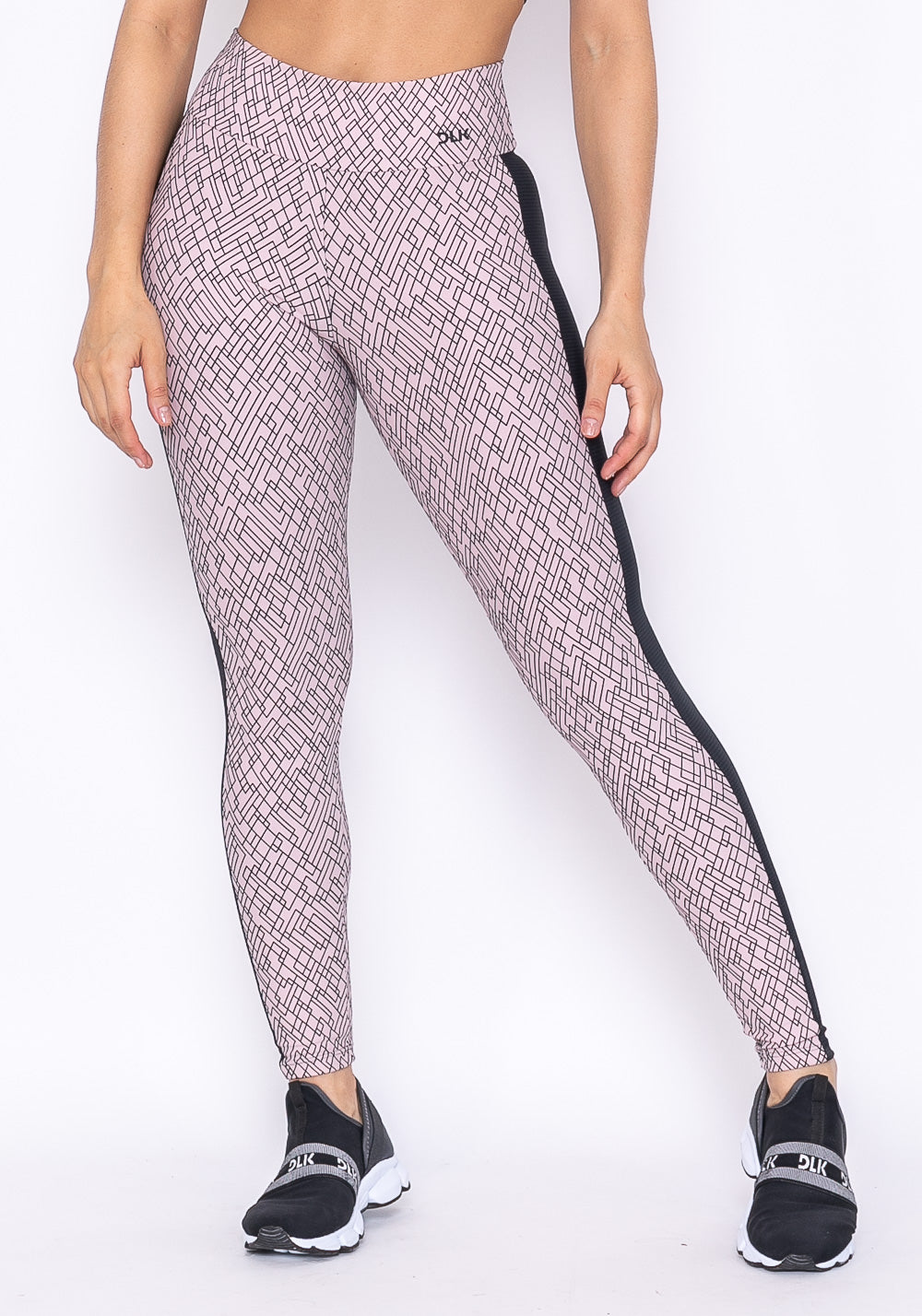 Calça Legging Technology Nude Com Detalhe Lateral Preto