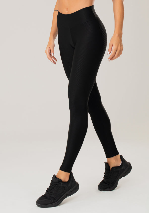 Calça Legging Happiness Texturizada Preta Dlk
