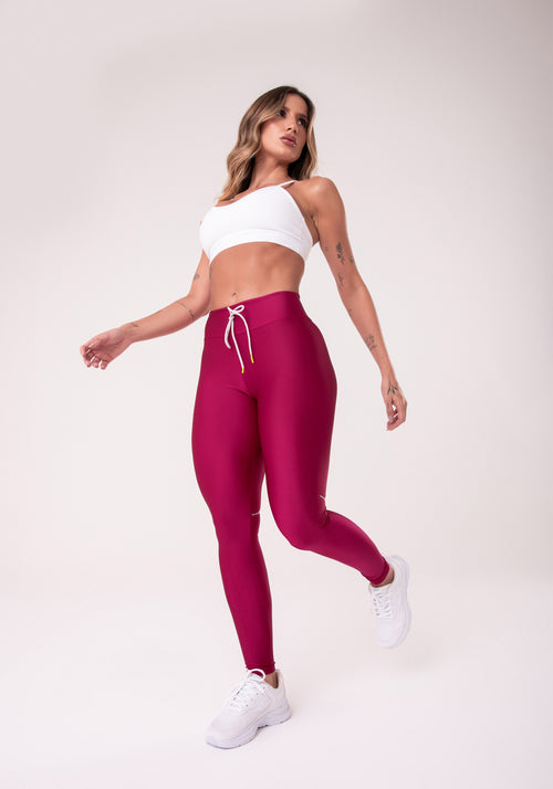 Calça Legging Happiness Com Cadarço Cereja Dlk
