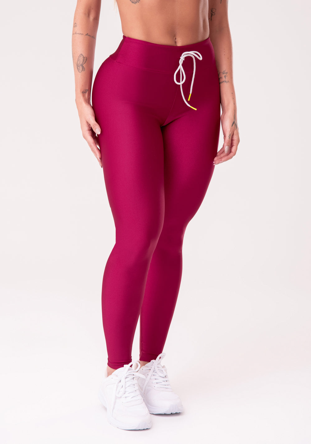 Calça Legging Happiness Com Cadarço Cereja Dlk