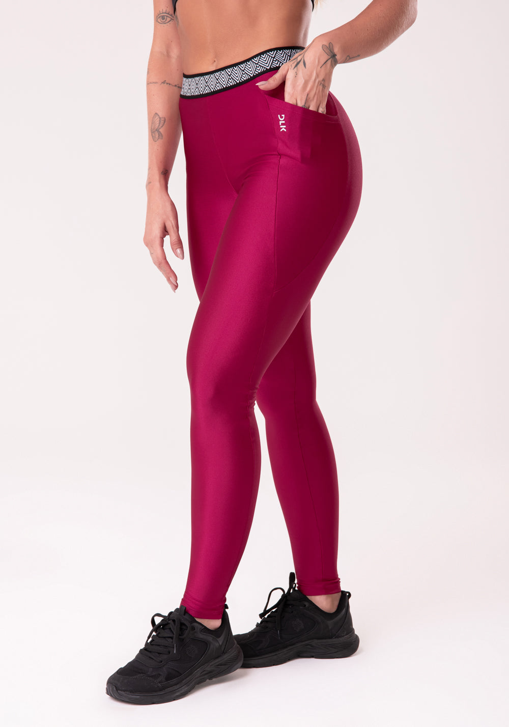Calça Legging Happiness Com Elástico Étnico E Bolso Cereja Dlk
