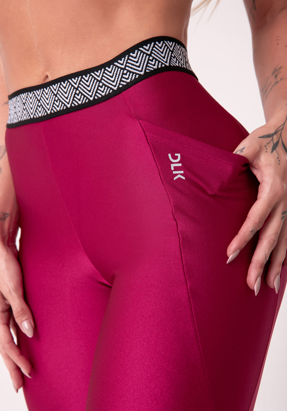 Calça Legging Happiness Com Elástico Étnico E Bolso Cereja Dlk