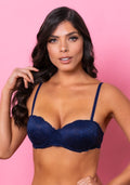 Sutiã Tomara Que Caia Com Bojo Intimate Com Renda Azul Marinho Dlk