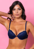 Sutiã Com Bojo Push Up Intimate Em Renda Azul Marinho Dlk