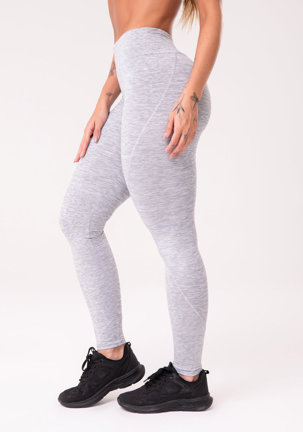 Calça Legging Nation Com Cortes Cinza Dlk