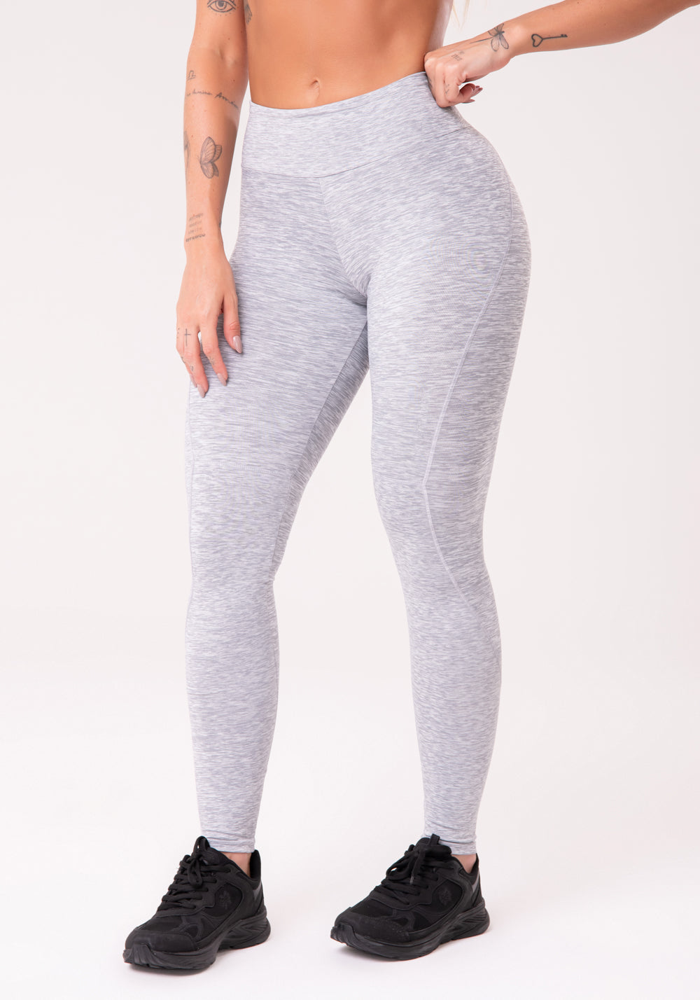 Calça Legging Nation Com Cortes Cinza Dlk