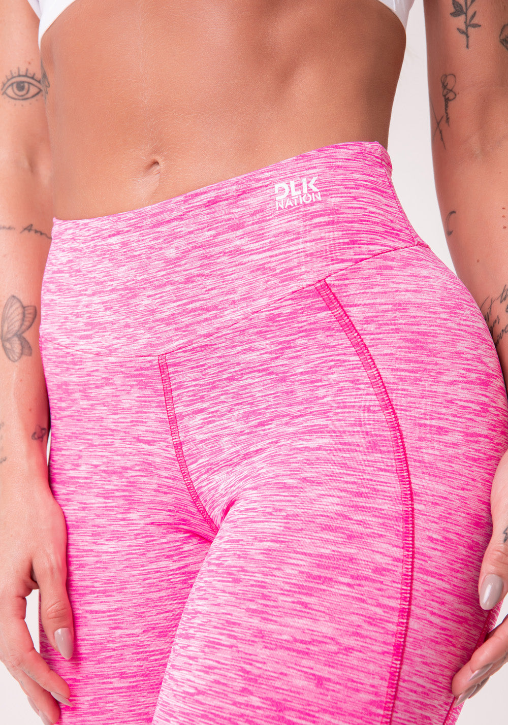 Calça Legging Com Costura Lateral Nation Rosa Dlk