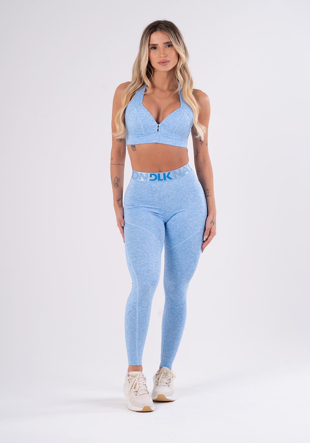 Calça Legging Nation Com Elástico No Cós Azul Dlk