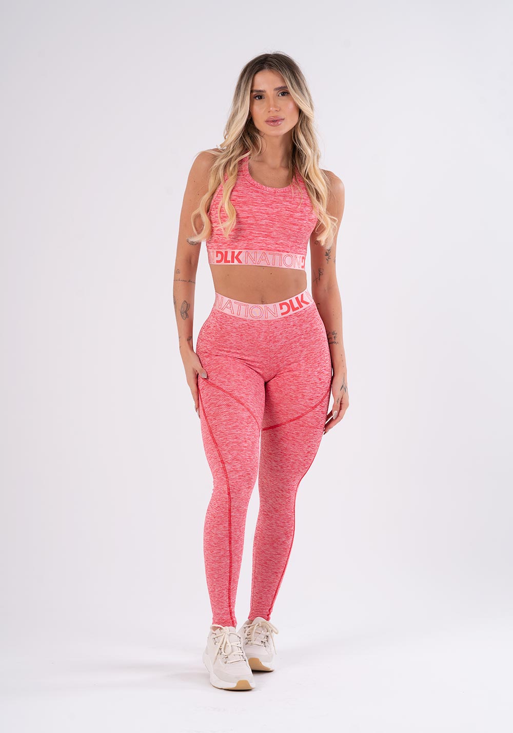 Calça Legging Nation Com Elástico No Cós Vermelho Dlk