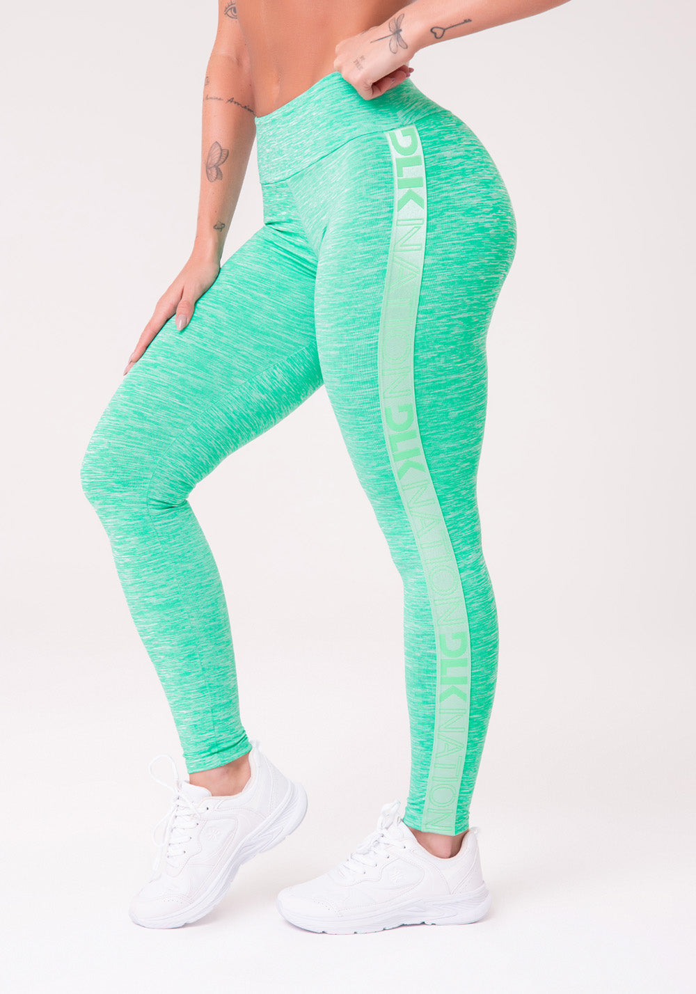 Calça Legging Nation Com Elástico Na Lateral Verde Dlk