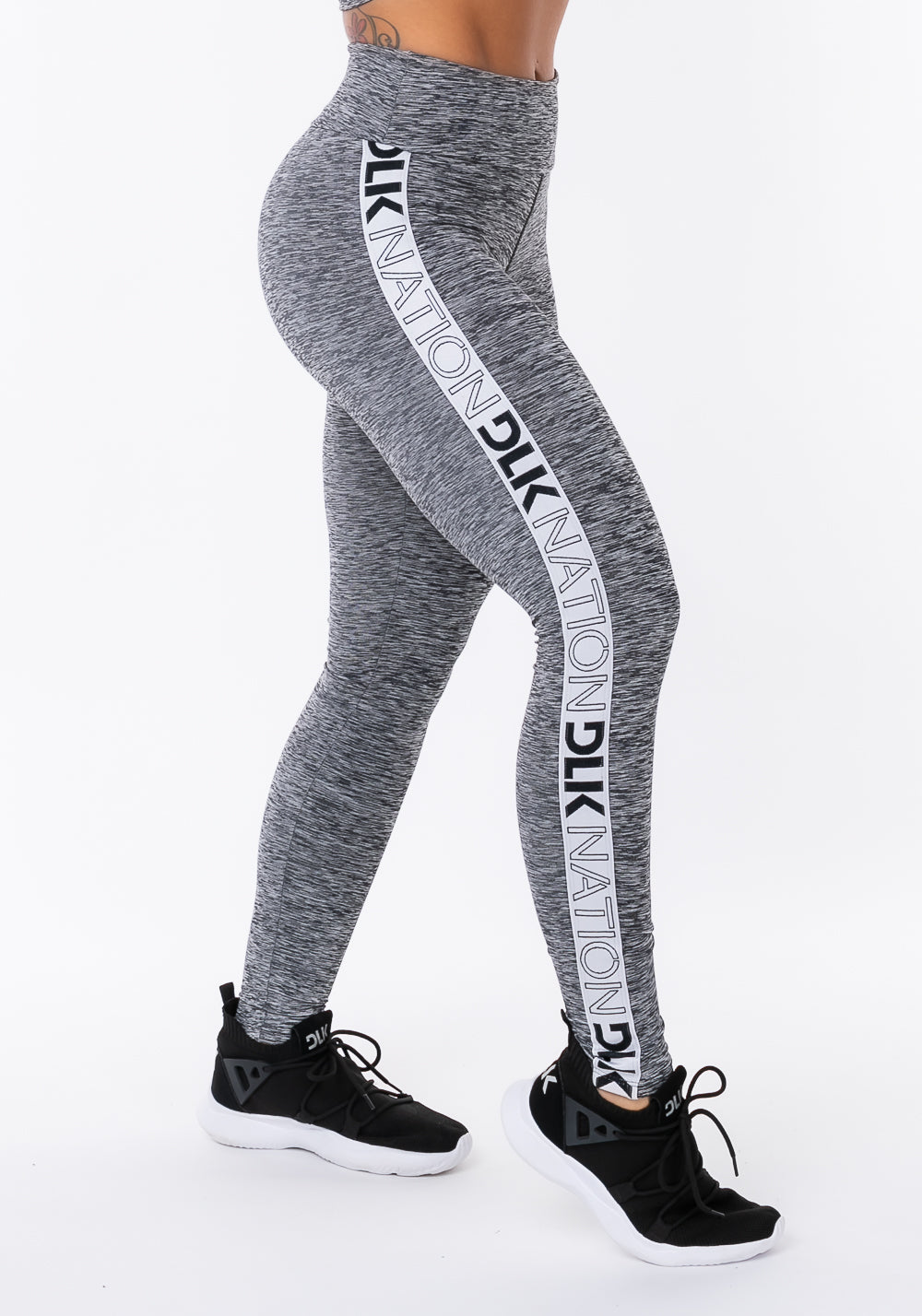Calça Legging Nation Com Elástico Na Lateral Mescla Dlk