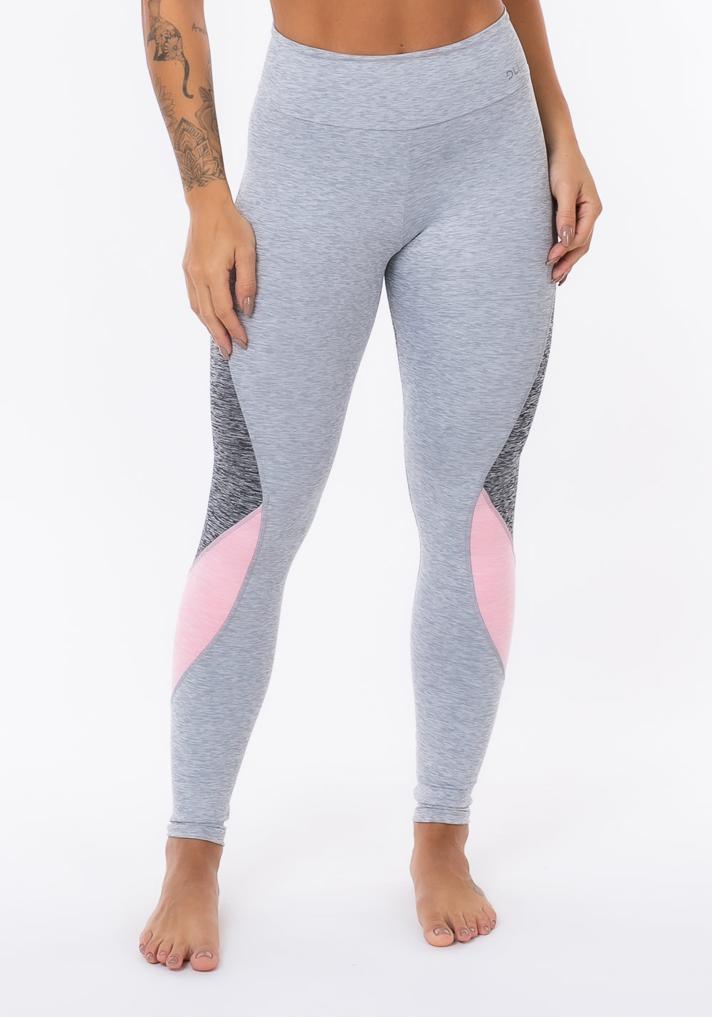 Calça Legging Nation Com Recortes Na Lateral Rosa Dlk