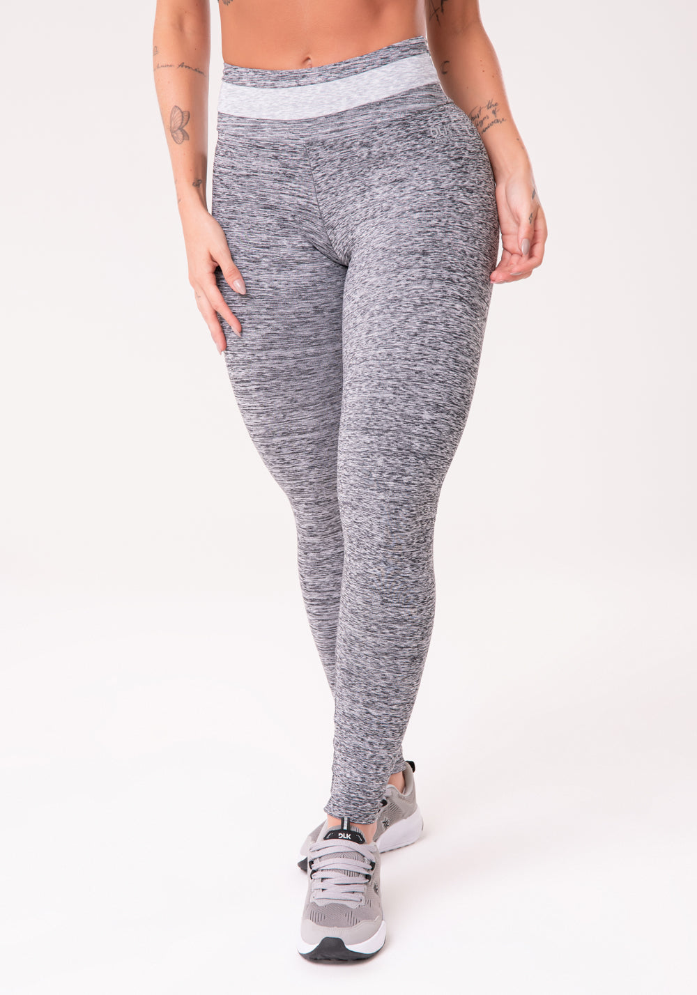 Calça Legging Nation Com Recorte No Cós Cinza Dlk