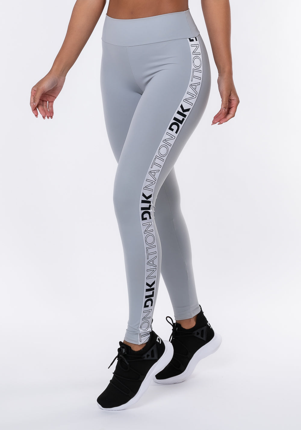 Calça Legging Nation Com Elástico Lateral Prata