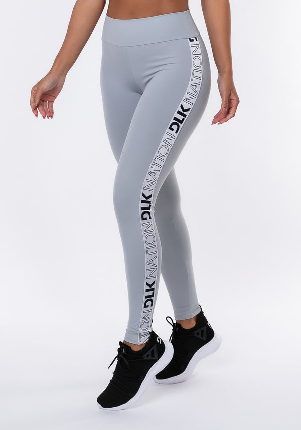 Calça Legging Nation Com Elástico Lateral Prata
