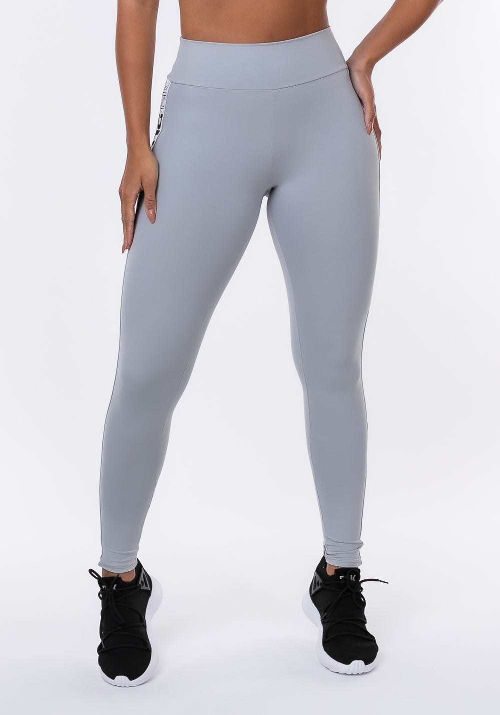 Calça Legging Nation Com Elástico Lateral Prata