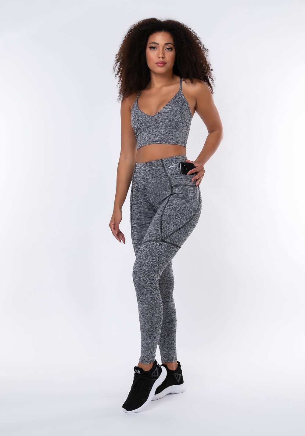 Calça Legging Nation Com Bolso Lateral Mescla Dlk