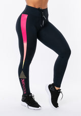 Calça Legging Nation Com Cadarço E Silk Degradê Preto Dlk