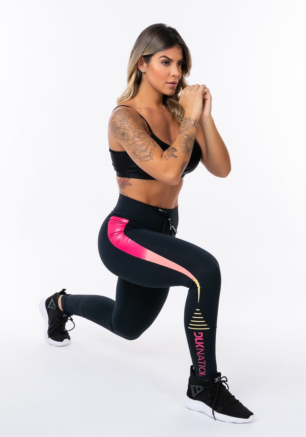 Calça Legging Nation Com Cadarço E Silk Degradê Preto Dlk