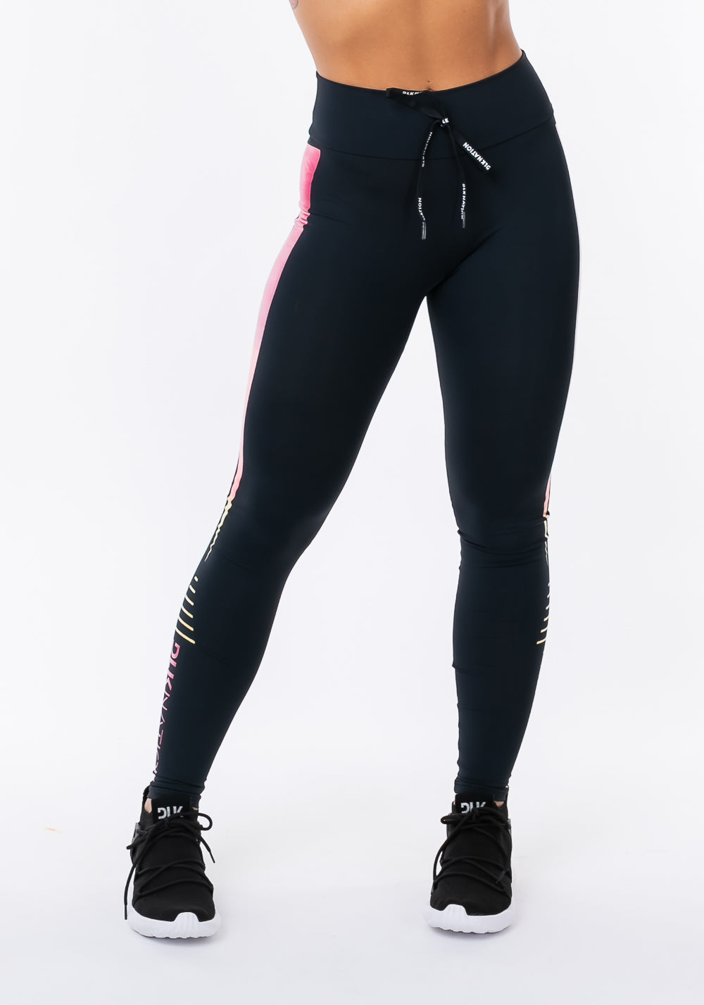 Calça Legging Nation Com Cadarço E Silk Degradê Preto Dlk