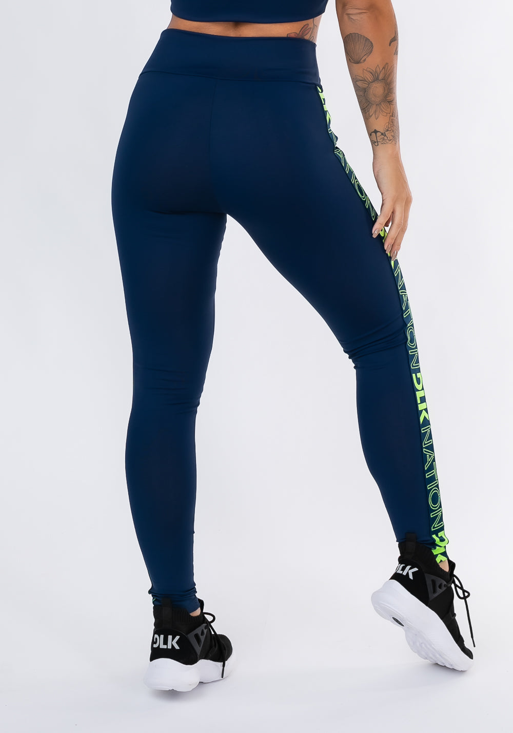 Calça Legging Nation Com Elástico Lateral Azul Marinho Dlk