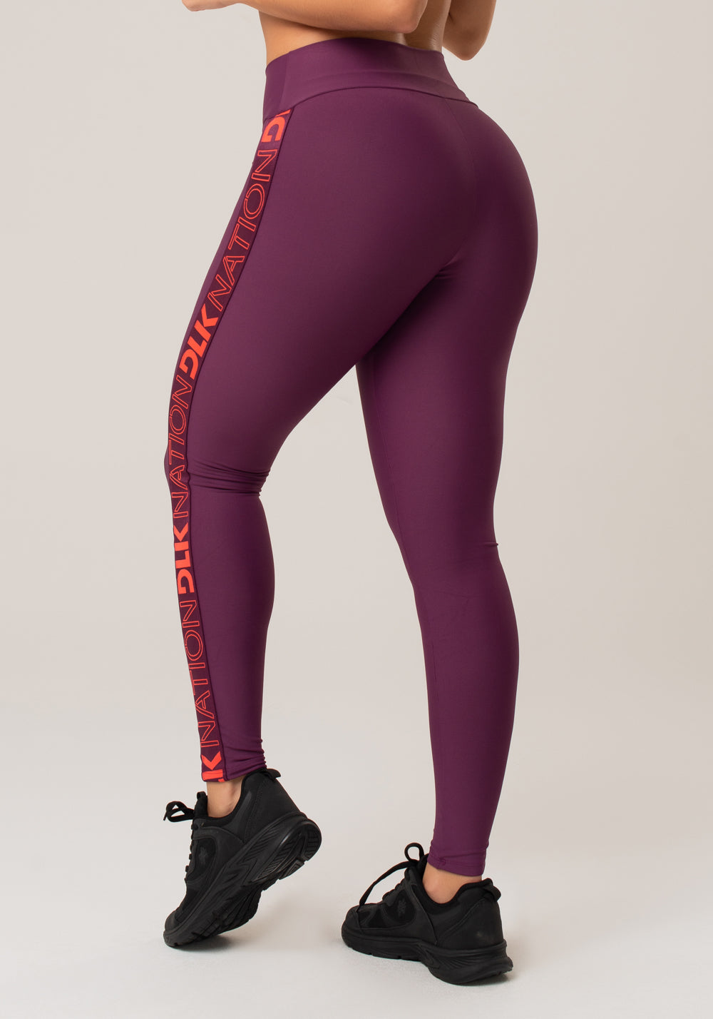 Calça Legging Nation Com Elástico Lateral Vinho Dlk