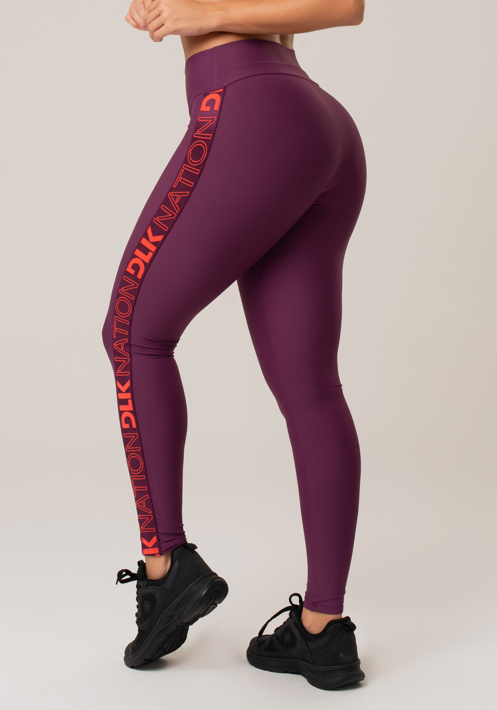 Calça Legging Nation Com Elástico Lateral Vinho Dlk