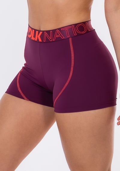 Short Nation Com Elástico Na Cintura Vinho Dlk