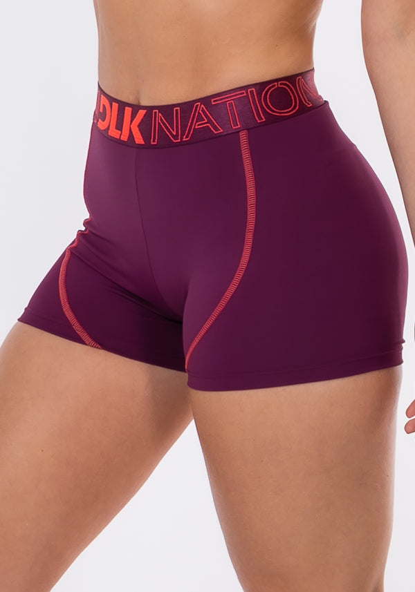 Short Nation Com Elástico Na Cintura Vinho Dlk