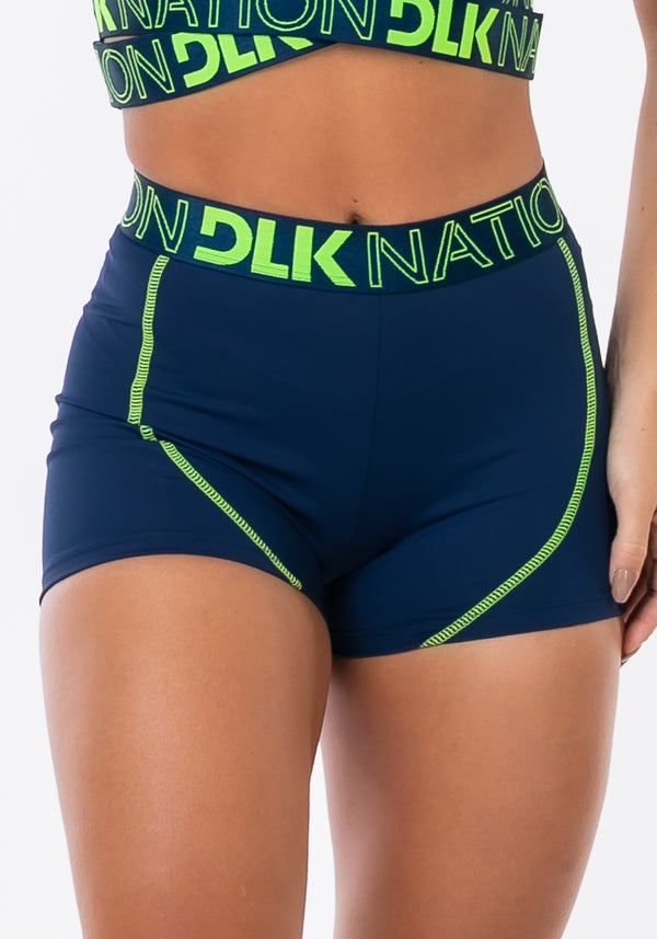 Short Nation Com Elástico Na Cintura Azul Marinho Dlk