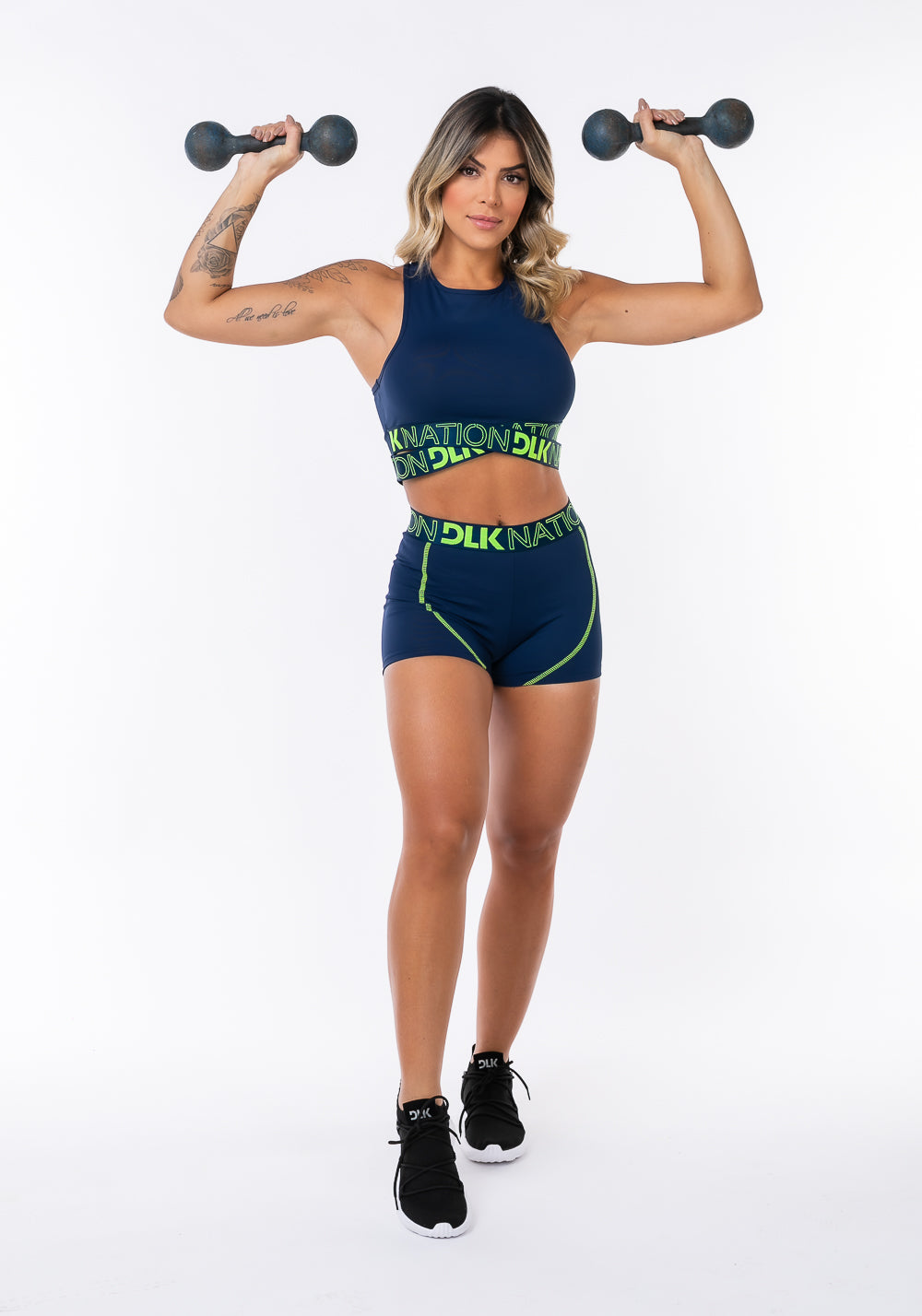 Short Nation Com Elástico Na Cintura Azul Marinho Dlk