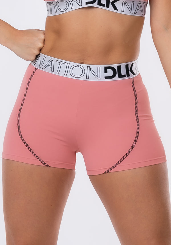 Short Nation Com Elástico Na Cintura Rosa Dlk