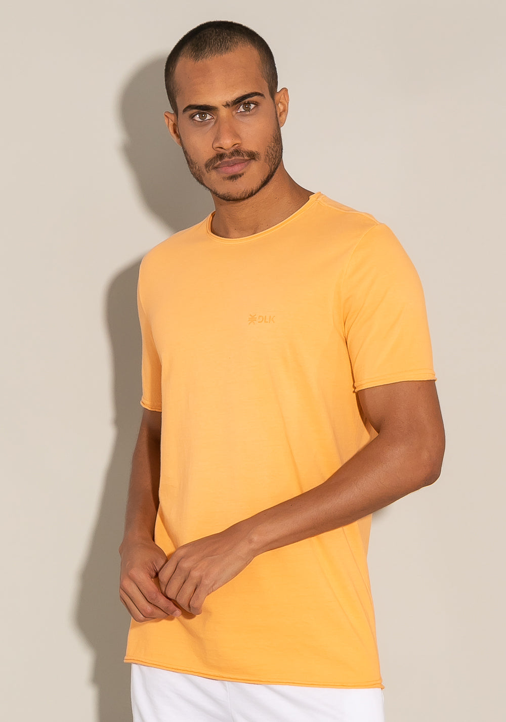 Camiseta Manga Curta For Men Acabamento A Fio Laranja Dlk