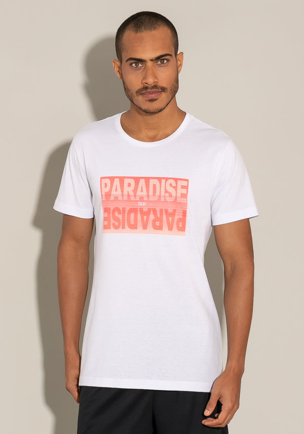 Camiseta Manga Curta For Men Slim Branca Com Silk Paradise Dlk