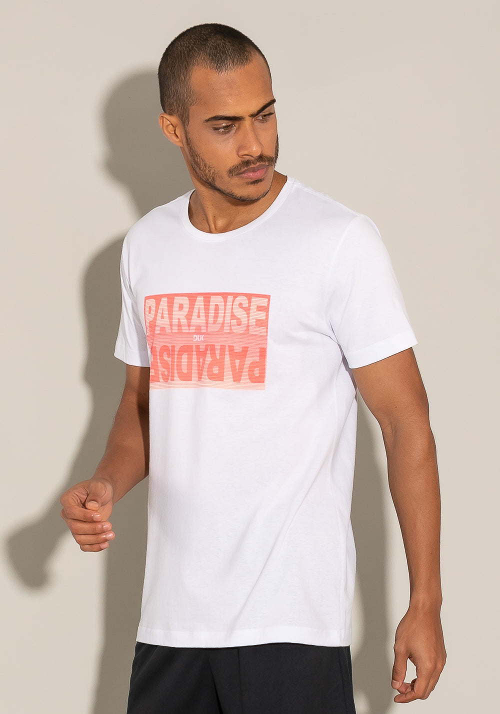 Camiseta Manga Curta For Men Slim Branca Com Silk Paradise Dlk