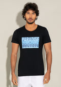 Camiseta Manga Curta For Men Slim Preta Com Silk Paradise Dlk