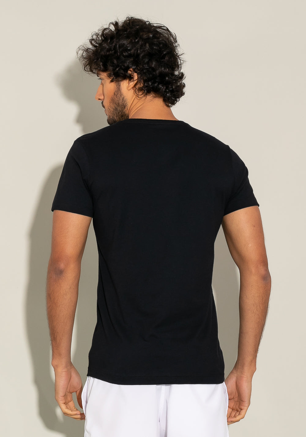 Camiseta Manga Curta For Men Slim Preta Com Silk Paradise Dlk