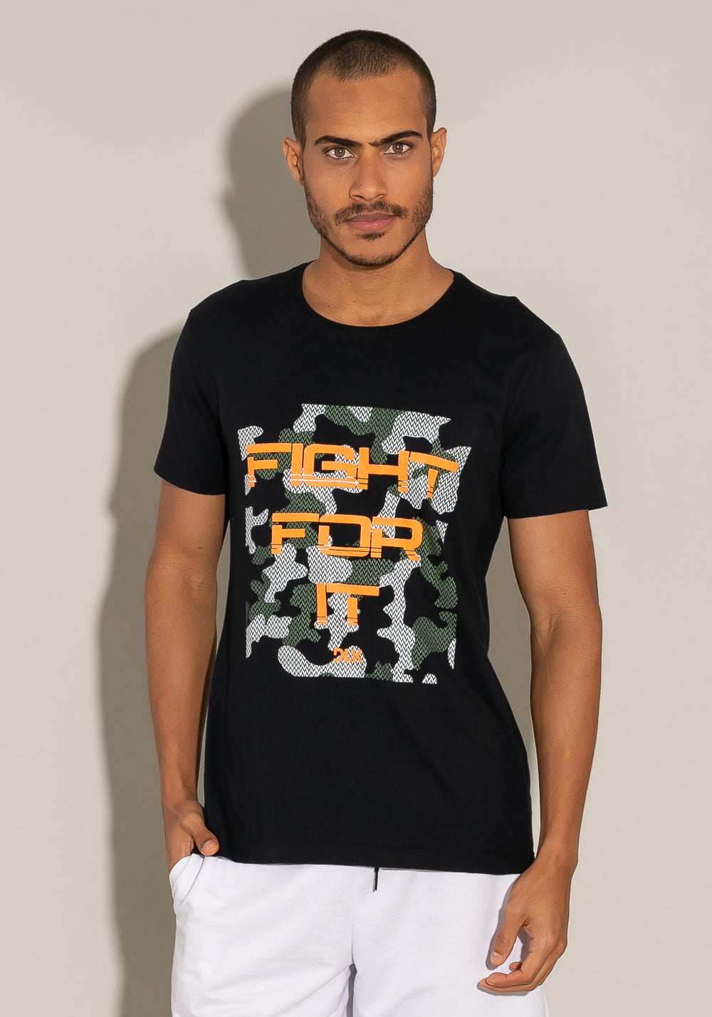 Camiseta Manga Curta For Men Slim Turquesa Com Silk Fight For It Dlk