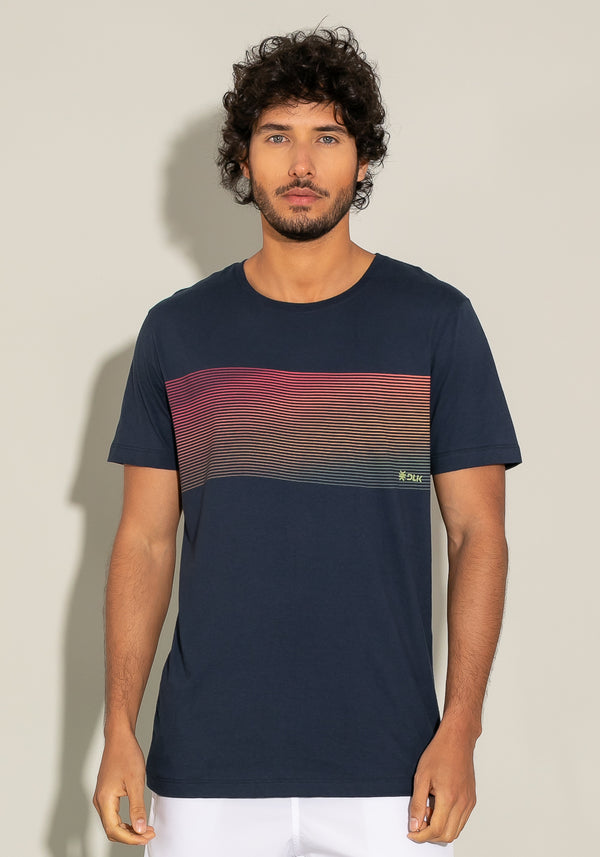 Camiseta Manga Curta For Men Wave Azul Marinho Dlk