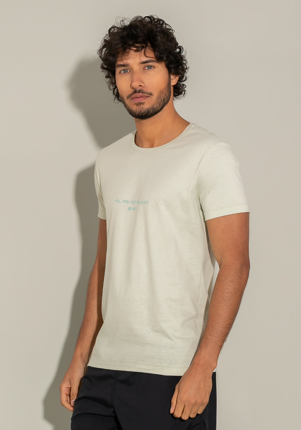 Camiseta Manga Curta For Men Slim Follow Areia Dlk