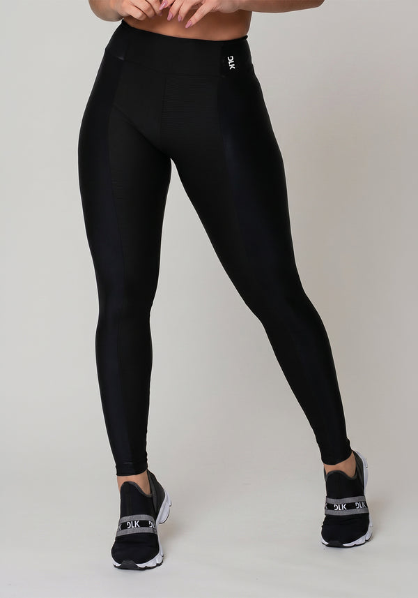 Calça Legging Happiness Texturizada Com Cirrê Preta Dlk