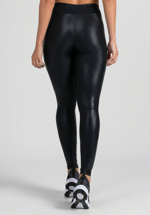 Calça Legging Happiness Texturizada Com Cirrê Preta Dlk